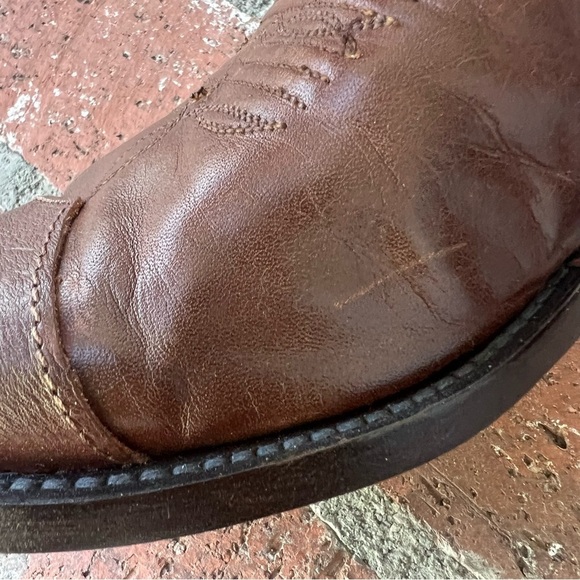 Lucchese 1883 Bart N1596 Leather Western Cowboy Boots Brown Cowhide Handmade 10D - Picture 15 of 16